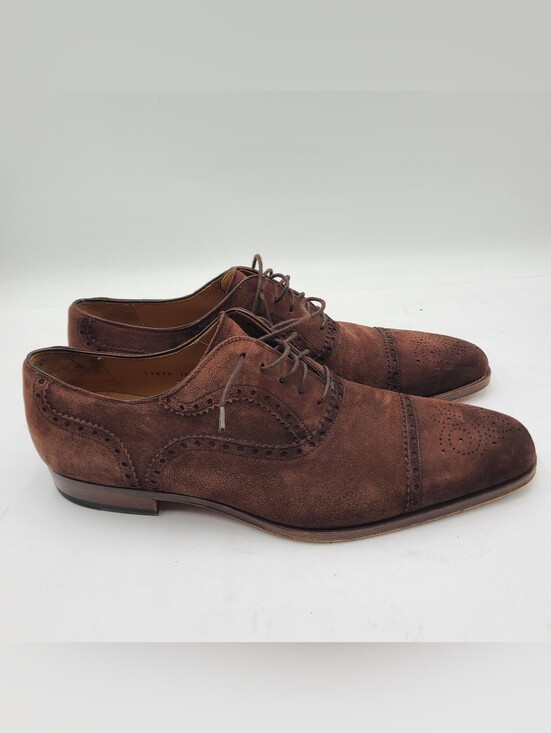 Magnanni Other - B40 Magnanni Brown Suede Leather Medallion Cap Toe Derby Shoes Sz 12 $795